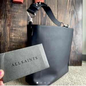 ALL SAINTS black leather tote